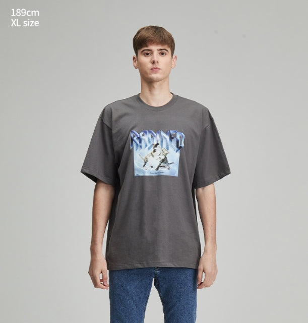 RADINEO (ラディネオ)　Cat and Punching Grey Short-Sleeved T-Shirt