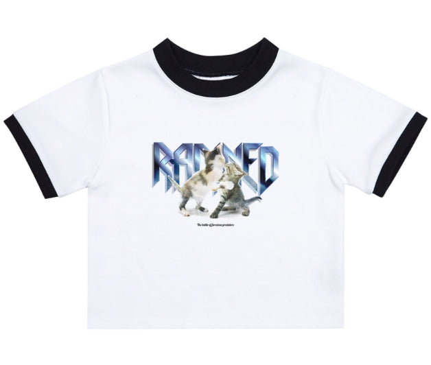 RADINEO (ラディネオ)　Cat and Punching White Crop Top