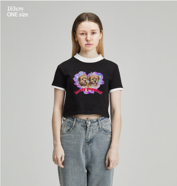 RADINEO (ラディネオ)　Lovely puppy black cropped top