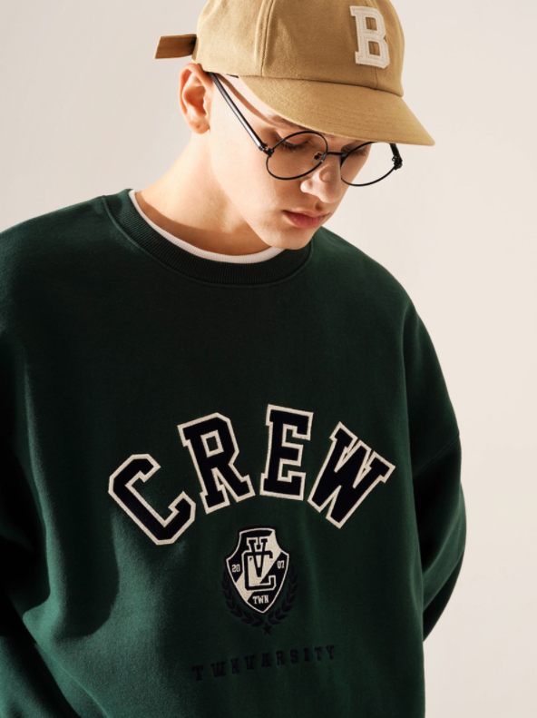 ティーダブリューエヌ(TWN) City Crew Sweatshirt Deep Green EYMT3406