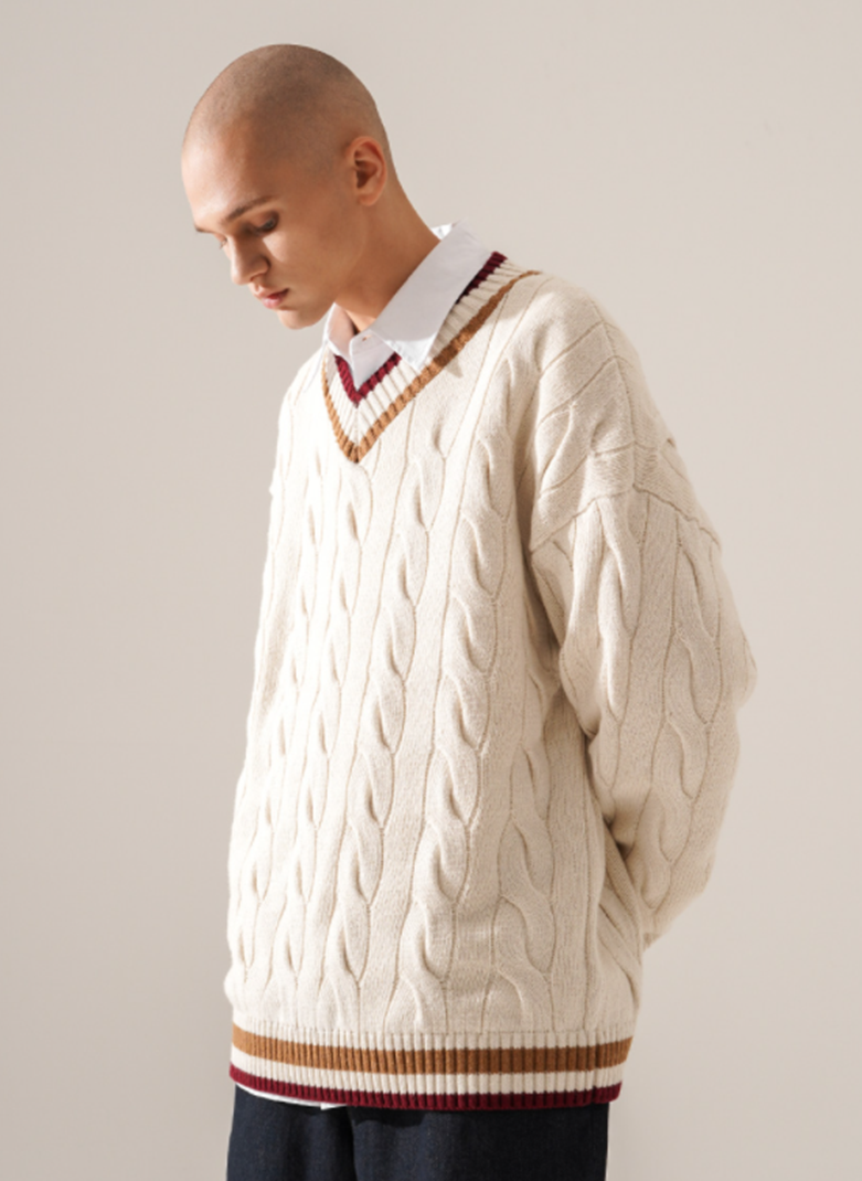 ティーダブリューエヌ(TWN) Cable Knit Ivory HHKN3394