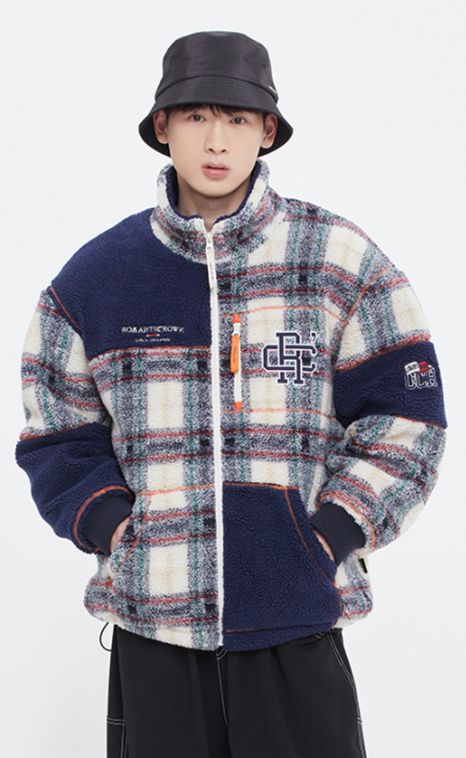 ロマンティッククラウン(ROMANTIC CROWN)   CHECK FLEECE JACKET_OATMEAL
