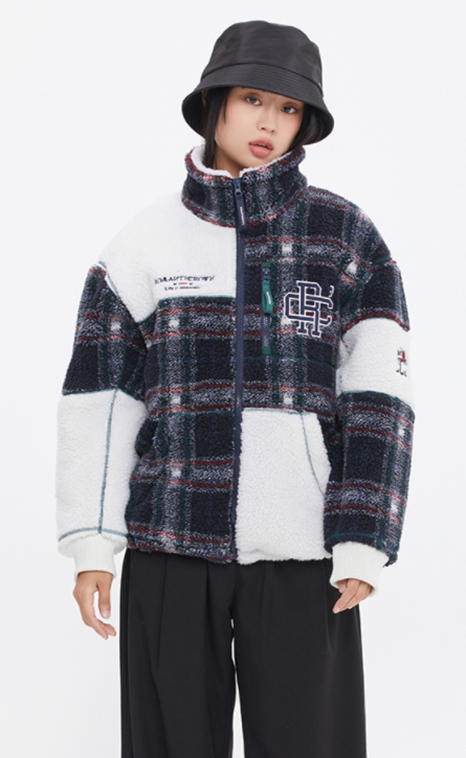 ロマンティッククラウン(ROMANTIC CROWN)   CHECK FLEECE JACKET_NAVY