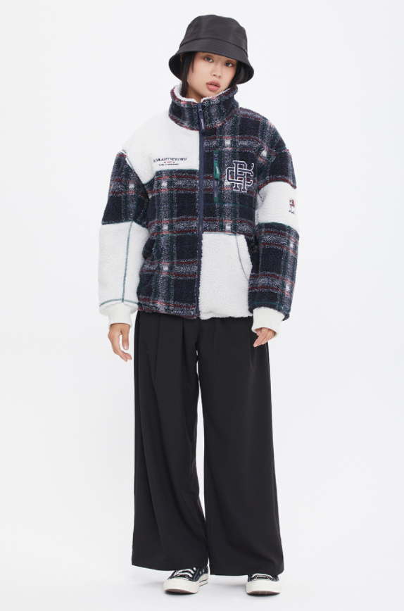 ロマンティッククラウン(ROMANTIC CROWN)   CHECK FLEECE JACKET_NAVY