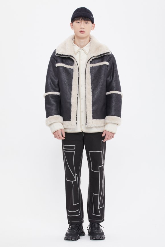 ロマンティッククラウン(ROMANTIC CROWN)    MINIMAL MOUTON JACKET_BLACK