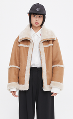 ロマンティッククラウン(ROMANTIC CROWN) MINIMAL MOUTON JACKET_BEIGE