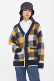 ロマンティッククラウン(ROMANTIC CROWN)    MOHAIR CHECK KNIT CARDIGAN_NAVY