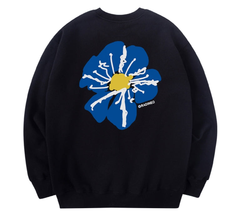 RADINEO (ラディネオ)　Blue flower sweatshirt black