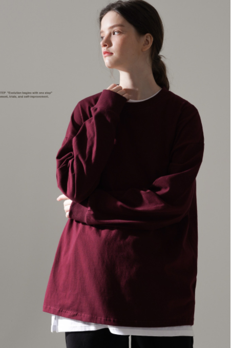 パーステップ(PERSTEP) CENTRIC LAYERED LONGSLEEVE BURGUNDY SMLT4446