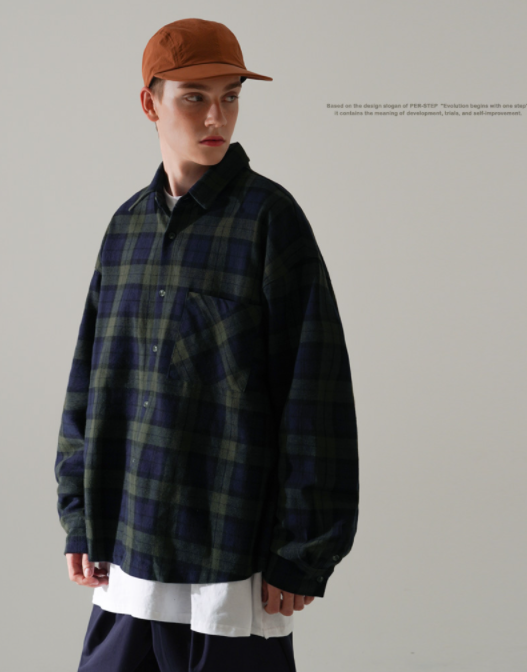 パーステップ(PERSTEP) HOWLING CHECK SHIRT NAVY SMLS4450