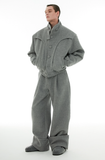 イーエスシースタジオ(ESC STUDIO) wool wide roll-up pants (grey)