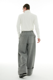イーエスシースタジオ(ESC STUDIO) wool wide roll-up pants (grey)