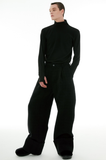 イーエスシースタジオ(ESC STUDIO) wool wide roll-up pants (black)