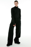 イーエスシースタジオ(ESC STUDIO) wool wide roll-up pants (black)