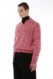 イーエスシースタジオ(ESC STUDIO) open collar mix knit (pink)