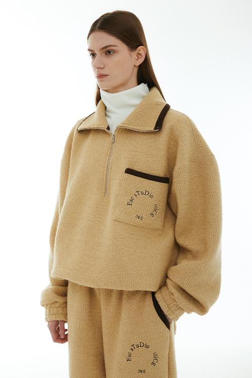 イーエスシースタジオ(ESC STUDIO) wool knit zip-up mtm (beige)
