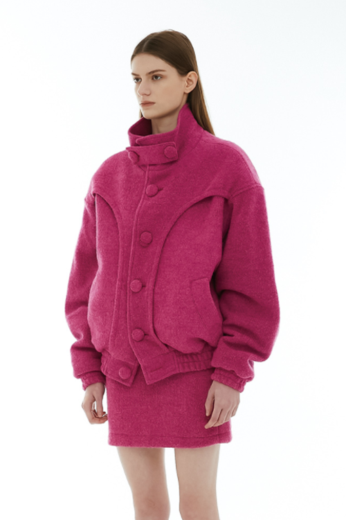 イーエスシースタジオ(ESC STUDIO) wool high neck jacket (pink イーエスシースタジオ(ESC STUDIO) wool high neck jacket (pink