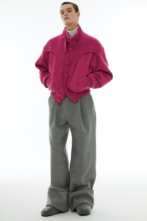 イーエスシースタジオ(ESC STUDIO) wool high neck jacket (pink イーエスシースタジオ(ESC STUDIO) wool high neck jacket (pink