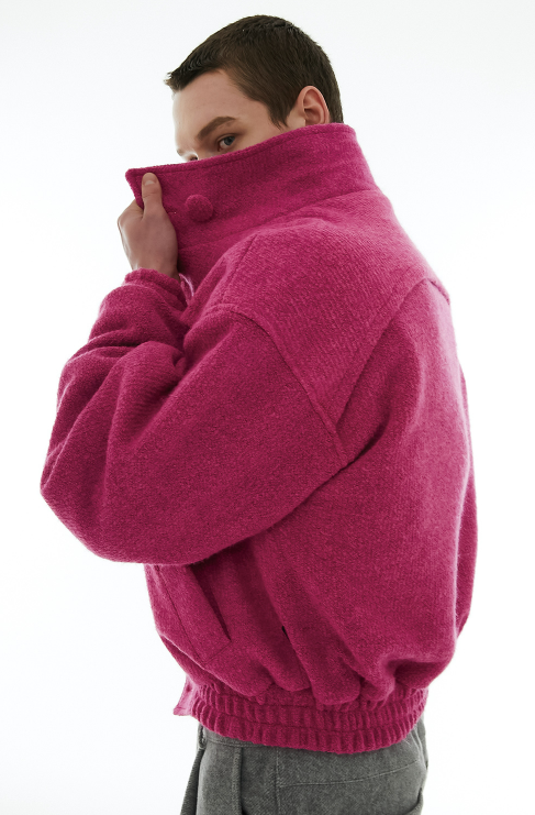イーエスシースタジオ(ESC STUDIO) wool high neck jacket (pink イーエスシースタジオ(ESC STUDIO) wool high neck jacket (pink