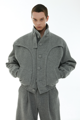 イーエスシースタジオ(ESC STUDIO) wool high neck jacket (grey
