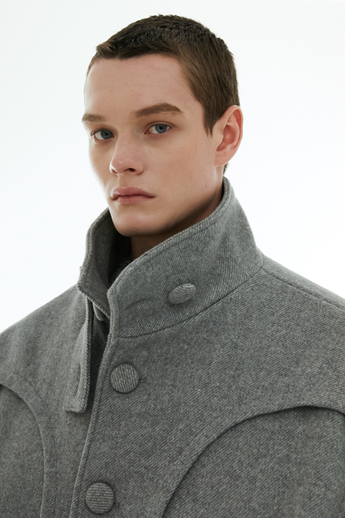 イーエスシースタジオ(ESC STUDIO) wool high neck jacket (grey イーエスシースタジオ(ESC STUDIO) wool high neck jacket (grey