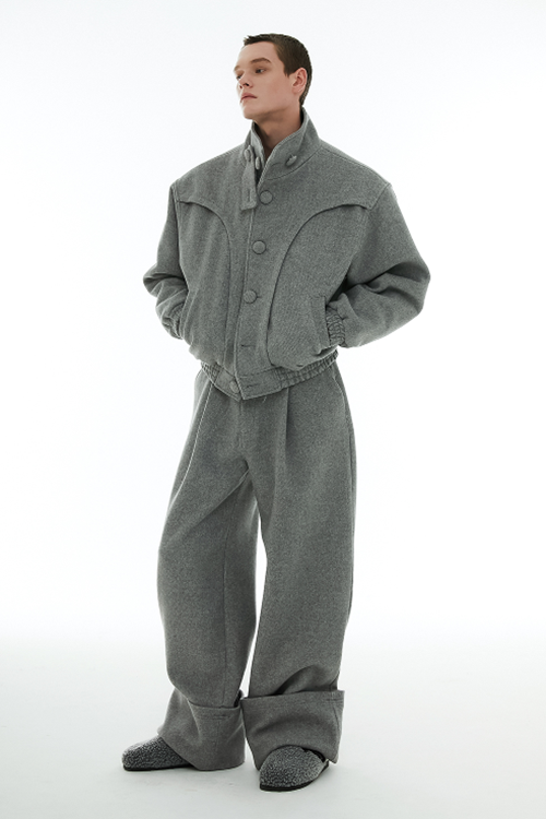イーエスシースタジオ(ESC STUDIO) wool high neck jacket (grey 