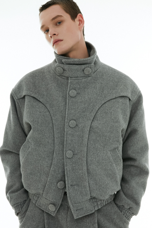 イーエスシースタジオ(ESC STUDIO) wool high neck jacket (grey イーエスシースタジオ(ESC STUDIO) wool high neck jacket (grey