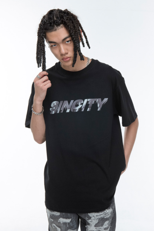 SINCITY (シンシティ) chrome anrchy cat t-shirt Black