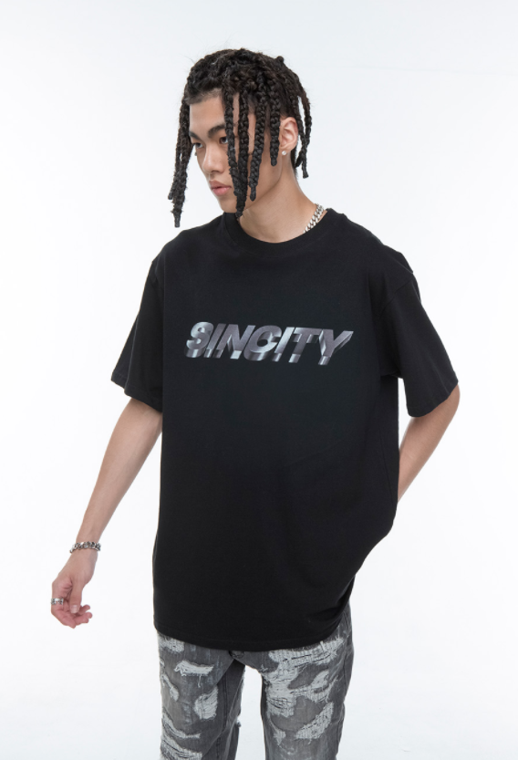 SINCITY (シンシティ) chrome anrchy cat t-shirt Black