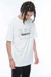 SINCITY (シンシティ) 3 line cat logo t-shirt white