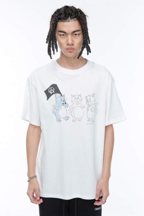 SINCITY (シンシティ) FLAG CAT T-SHIRT White