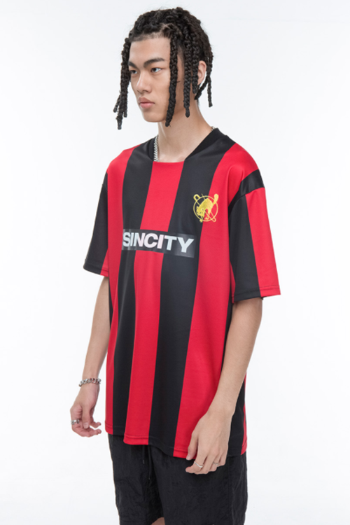 SINCITY (シンシティ) logo soccer shirt red black