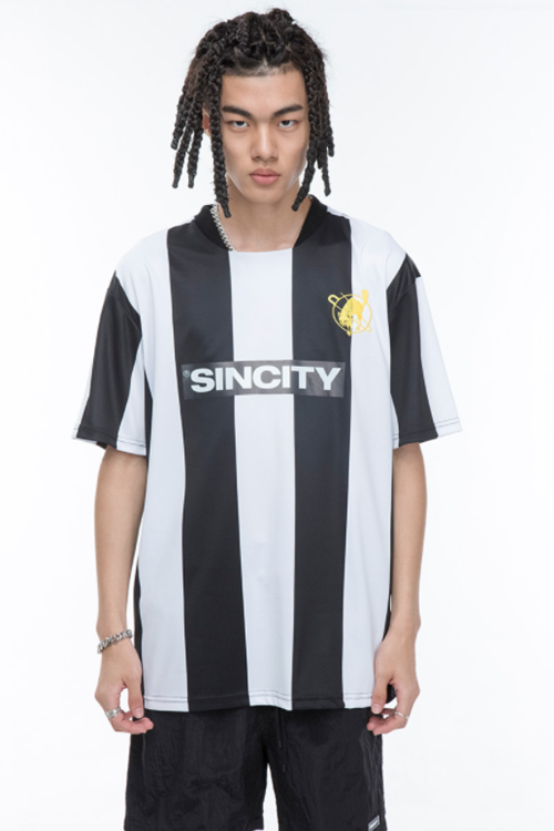 SINCITY (シンシティ) logo soccer shirt black white