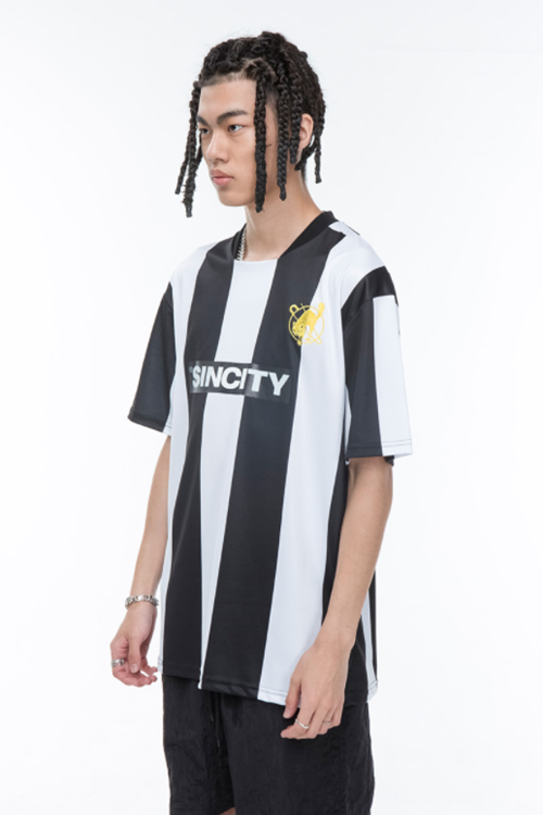 SINCITY (シンシティ) logo soccer shirt black white