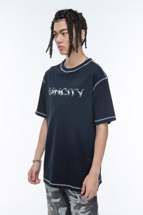 SINCITY (シンシティ) SINCITY METAL LOGO T-shirt navy