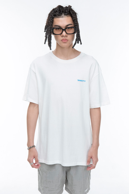 SINCITY (シンシティ) NEW WORLD BLUE LOGO T-SHIRT White