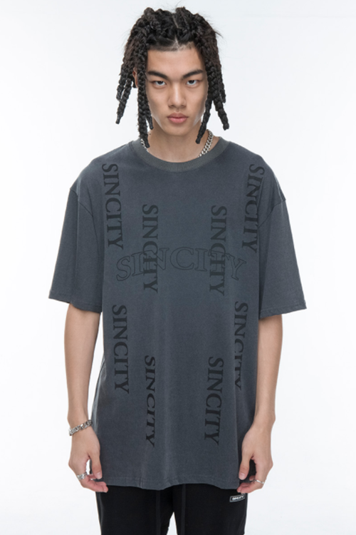 SINCITY (シンシティ) LOGO DROP T-shirt pigment grey
