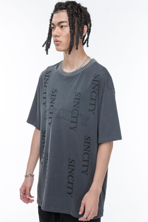 SINCITY (シンシティ) LOGO DROP T-shirt pigment grey