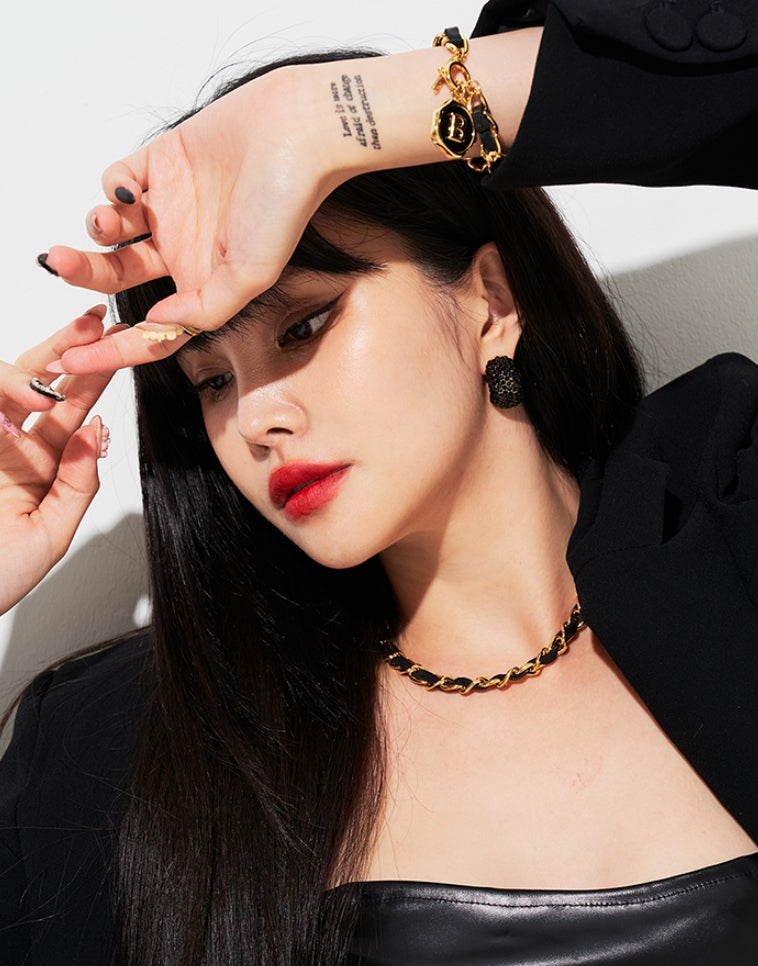 BLACKPURPLE (ブラックパープル) [BLACKLABEL] Alley Retro Cubic Earrings_MIDNIGHT BLACK