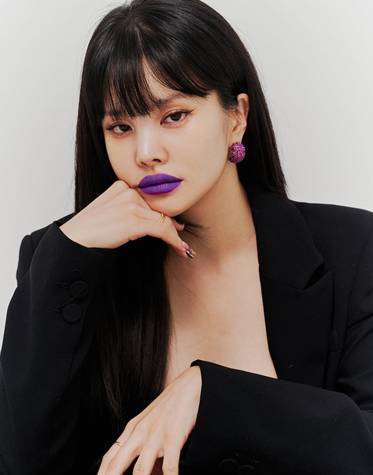 BLACKPURPLE (ブラックパープル) [BLACKLABEL] Alley Retro Cubic Earrings_FUCHSIA PURPLE