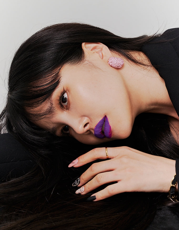 BLACKPURPLE (ブラックパープル) [BLACKLABEL] Alley Retro Cubic Earrings_PURE ROSE PINK