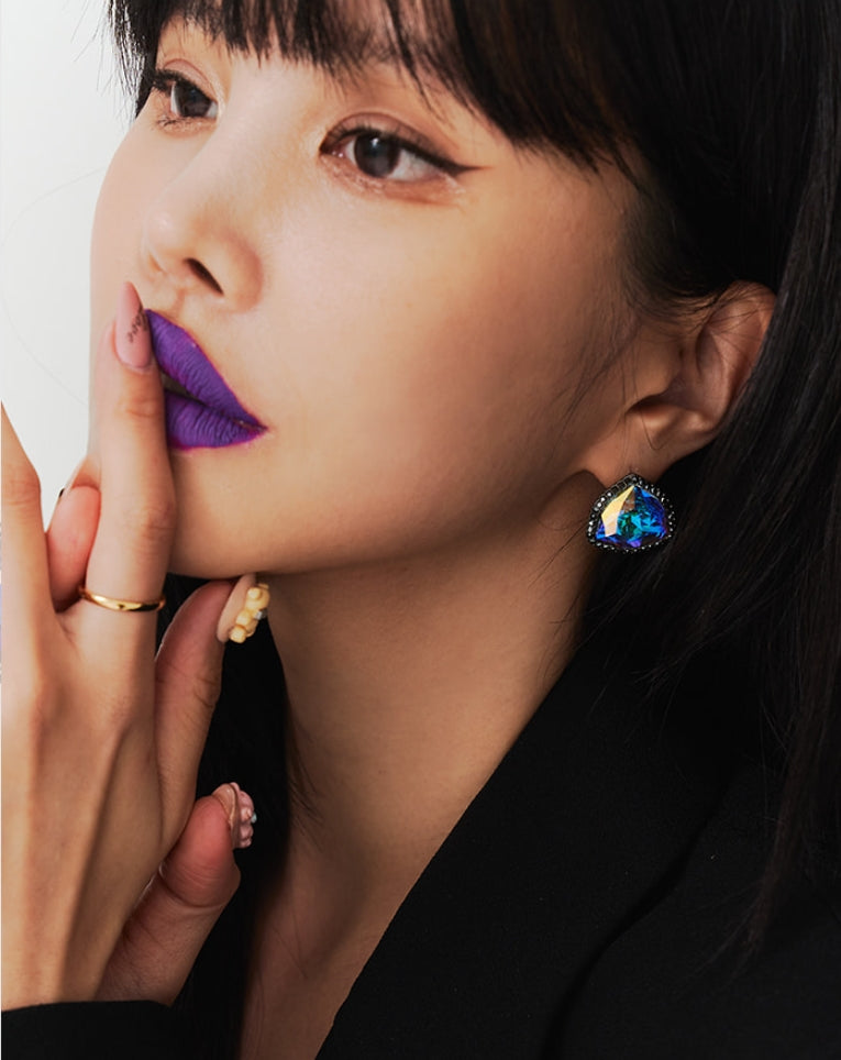 BLACKPURPLE (ブラックパープル) [BLACKLABEL] Lola Crystal Earing_PURPLE(BLACK)