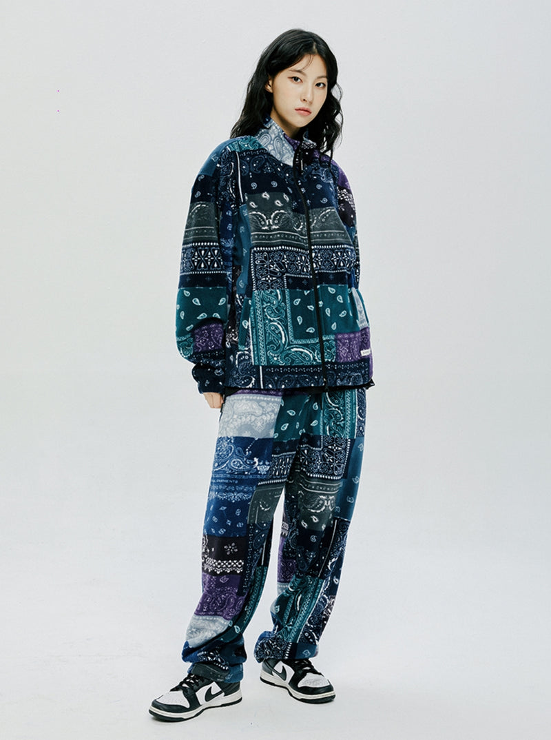 セイントペイン(SAINTPAIN) SAINTPAIN X QUIETIST PAISLEY MIX POLAR FLEECE PANTS-BLUE