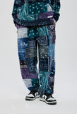 セイントペイン(SAINTPAIN) SAINTPAIN X QUIETIST PAISLEY MIX POLAR FLEECE PANTS-BLUE