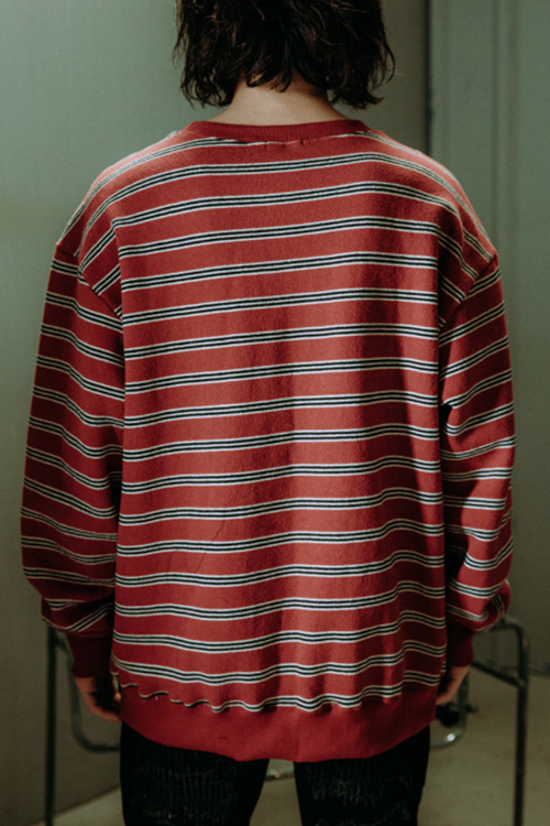 SINCITY (シンシティ) OVER-FIT STRIPE KNIT WINE