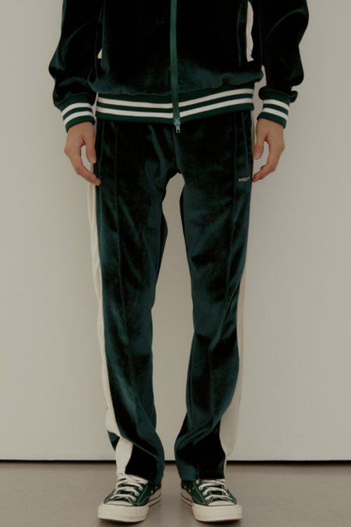 SINCITY (シンシティ) velvet varsity trackpants green