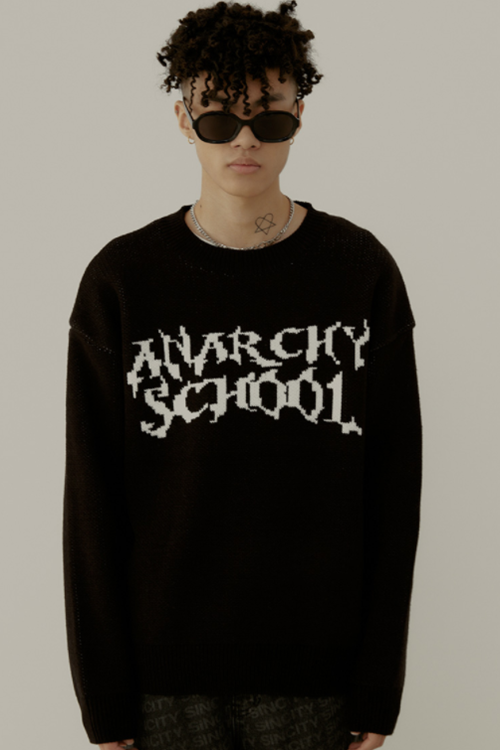 SINCITY (シンシティ) Anarchy heavy knit sweater Black