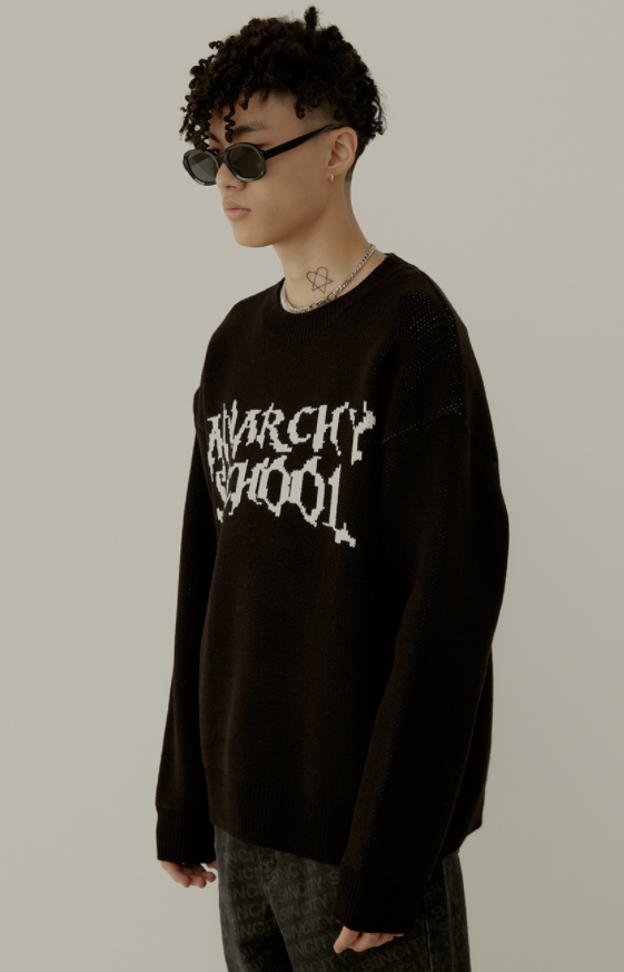 SINCITY (シンシティ) Anarchy heavy knit sweater Black
