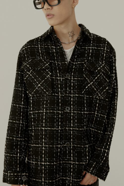 SINCITY (シンシティ) tweed shirt jacket black