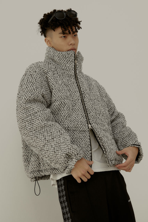 SINCITY (シンシティ) Tweed Down Jummper Grey